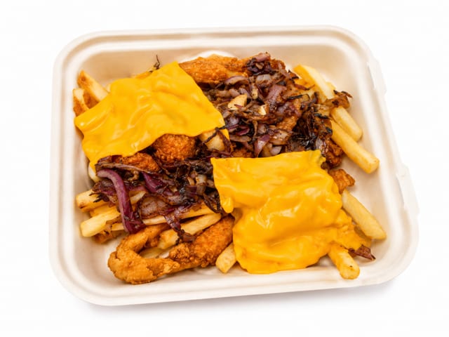 Loaded vegan cheesy & Fries mix with grill veggie.