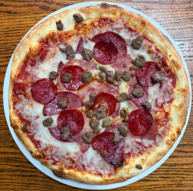 Meat Lovers Gluten Free Pizza.